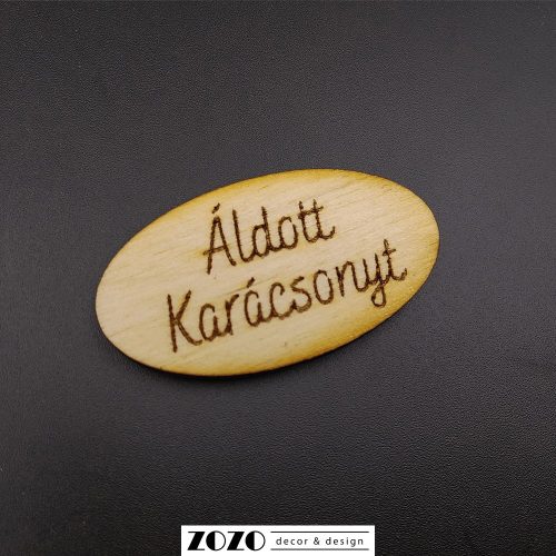 Áldott karácsonyt - lézervágott gravírozott fatáblácska (ovális)