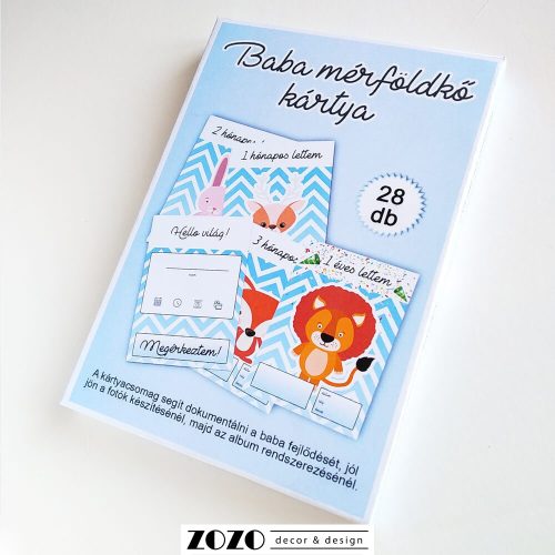 Baba mérföldkő kártya (fiú) - 28 db-os állatos