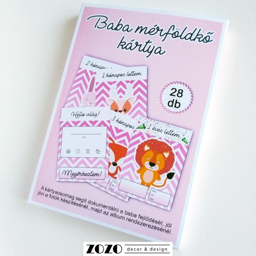 Baba mérföldkő kártya (lány) - 28 db-os állatos