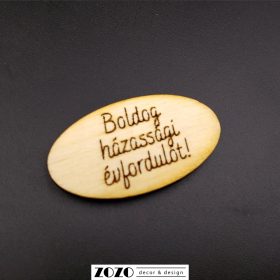   Boldog házassági évfordulót - lézervágott gravírozott fatáblácska (ovális)