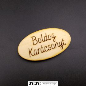   Boldog Karácsonyt - lézervágott gravírozott fatáblácska (ovális)