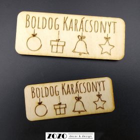   Boldog karácsonyt - lézervágott gravírozott fatáblácska (téglalap)