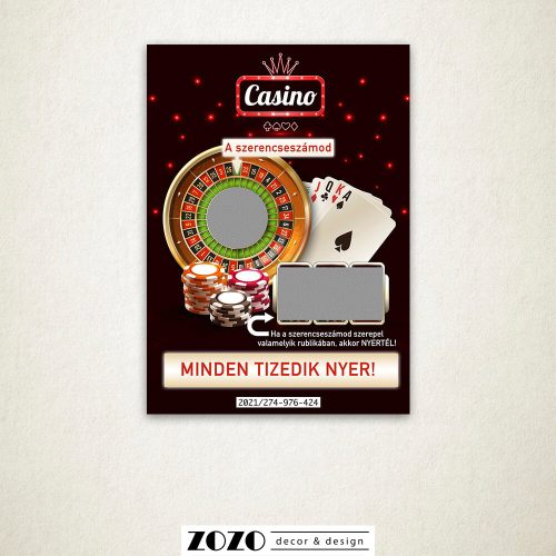 Casino egyedi kaparós felkérő bejelentő sorsjegy - bármilyen szöveggel kérhető