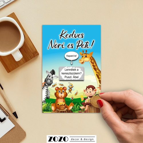 Cute Animals egyedi kaparós felkérő bejelentő kártya - bármilyen szöveggel kérhető