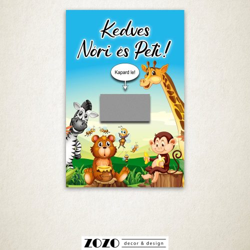 Cute Animals egyedi kaparós felkérő bejelentő kártya - bármilyen szöveggel kérhető