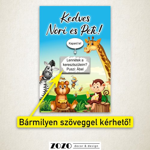 Cute Animals egyedi kaparós felkérő bejelentő kártya - bármilyen szöveggel kérhető