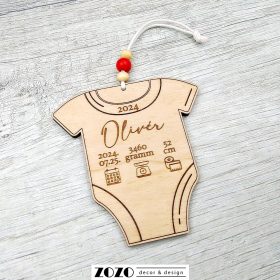   Egyedi névre szóló karácsonyfadísz, karácsonyi dísz - első karácsonyom, újszülött baba, body