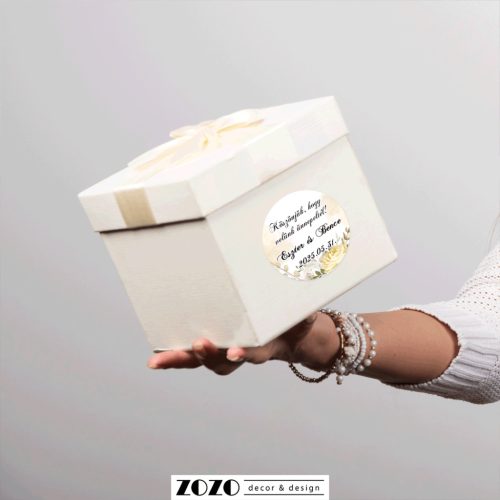 Bézs rózsa virágos - Esküvői matrica, pálinkás üveg címke (05)