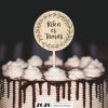 Esküvői tortadísz tortabeszúró - kör fa egyedi szöveggel