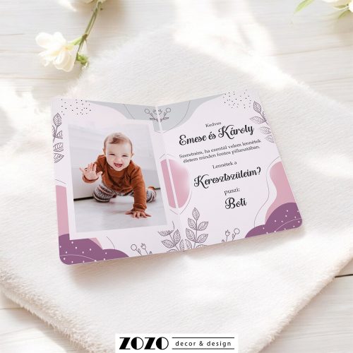 Keresztszülő felkérő lap - fényképes, babafotóval (06)