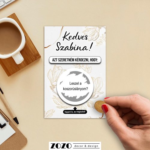 Gold Elegance egyedi kaparós felkérő bejelentő kártya - bármilyen szöveggel kérhető
