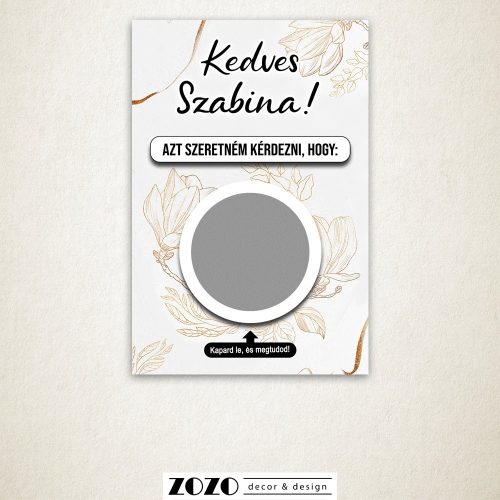 Gold Elegance egyedi kaparós felkérő bejelentő kártya - bármilyen szöveggel kérhető