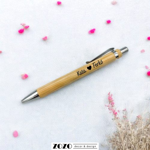 Gravírozott bambusztoll díszdobozban - egyedi névvel, szöveggel