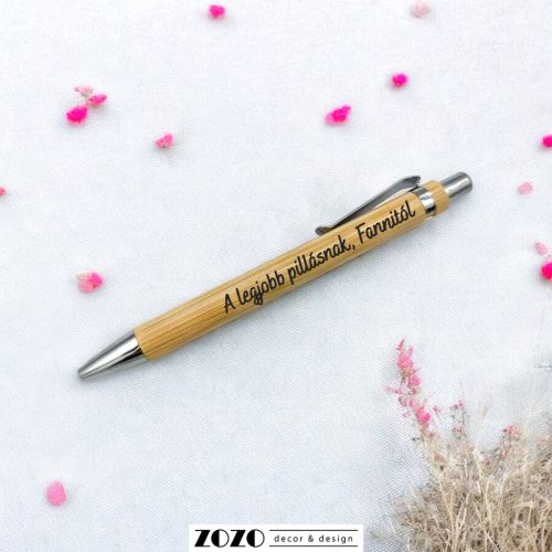 Gravírozott bambusztoll díszdobozban - egyedi névvel, szöveggel