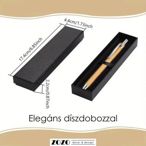 Gravírozott bambusztoll díszdobozban - egyedi névvel, szöveggel