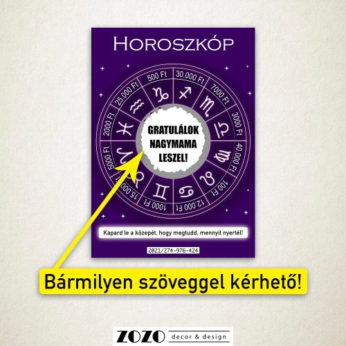 Horoszkóp egyedi kaparós felkérő bejelentő sorsjegy - bármilyen szöveggel kérhető