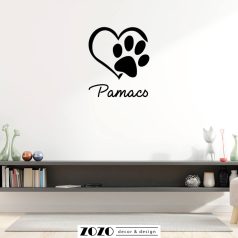   Kiskedvenc mancs és szív egyedi névvel - Állatmintás falmatrica