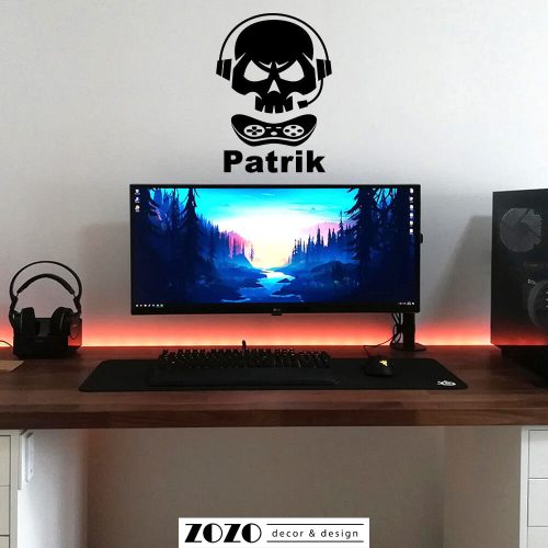 Koponya egyedi névvel - gamer falmatrica
