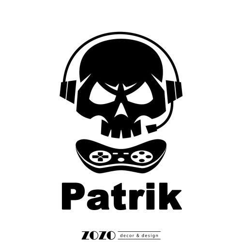 Koponya egyedi névvel - gamer falmatrica