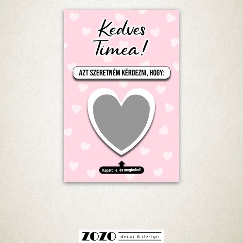 Lovely Hearts egyedi kaparós felkérő bejelentő kártya - bármilyen szöveggel kérhető