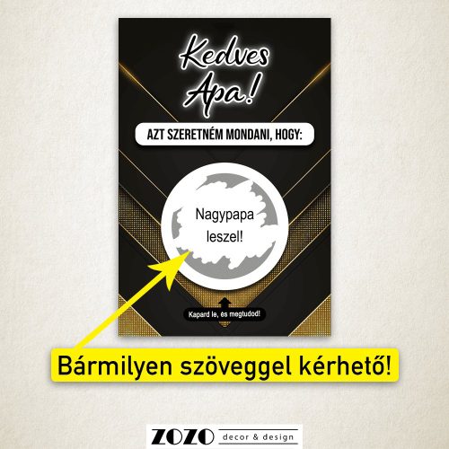 Luxury For Men egyedi kaparós felkérő bejelentő kártya - bármilyen szöveggel kérhető