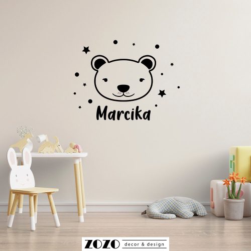 Maci falmatrica egyedi névvel - babaszoba gyerekszoba dekoráció