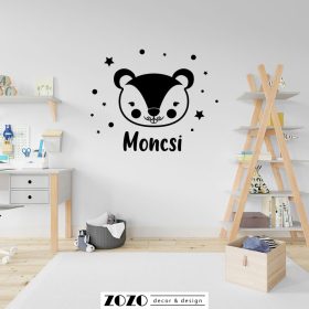   Mókus falmatrica egyedi névvel - babaszoba gyerekszoba dekoráció