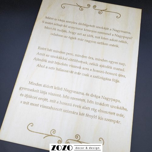 Nagyszülő köszöntő, baba érkezett - gravírozott fa tábla