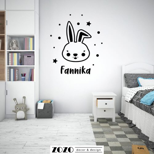 Nyuszi falmatrica egyedi névvel - babaszoba gyerekszoba dekoráció