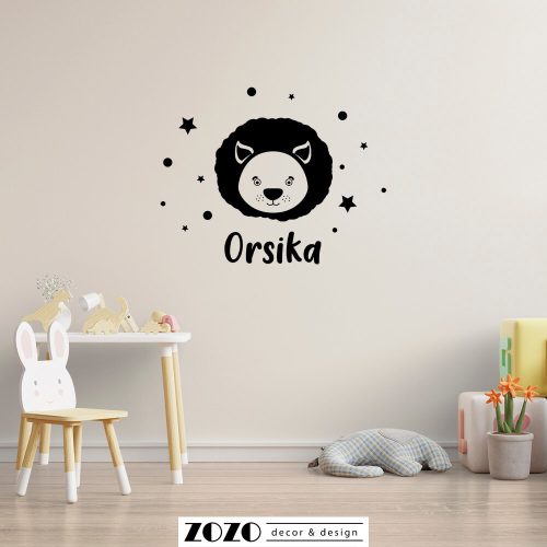 Oroszlán falmatrica egyedi névvel - babaszoba gyerekszoba dekoráció