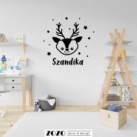   Őzike falmatrica egyedi névvel - babaszoba gyerekszoba dekoráció