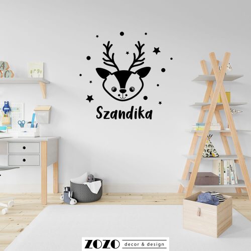 Őzike falmatrica egyedi névvel - babaszoba gyerekszoba dekoráció