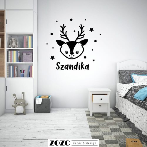 Őzike falmatrica egyedi névvel - babaszoba gyerekszoba dekoráció