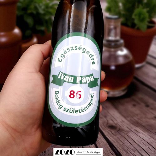 Sörösüveg öntapadós címke egyedi szöveggel