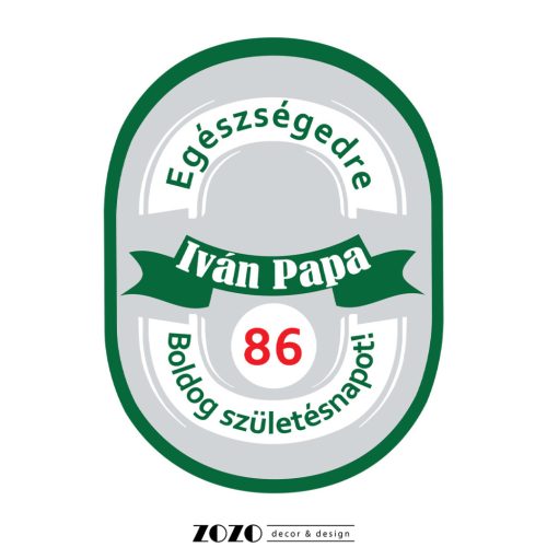 Sörösüveg öntapadós címke egyedi szöveggel