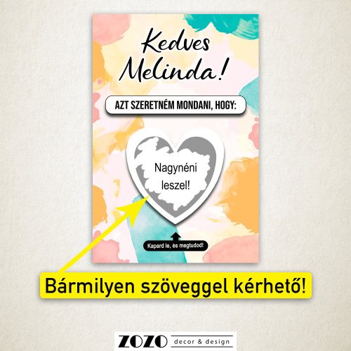 Watercolor egyedi kaparós felkérő bejelentő kártya - bármilyen szöveggel kérhető