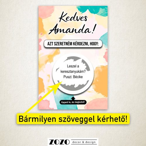 Watercolor egyedi kaparós felkérő bejelentő kártya - bármilyen szöveggel kérhető