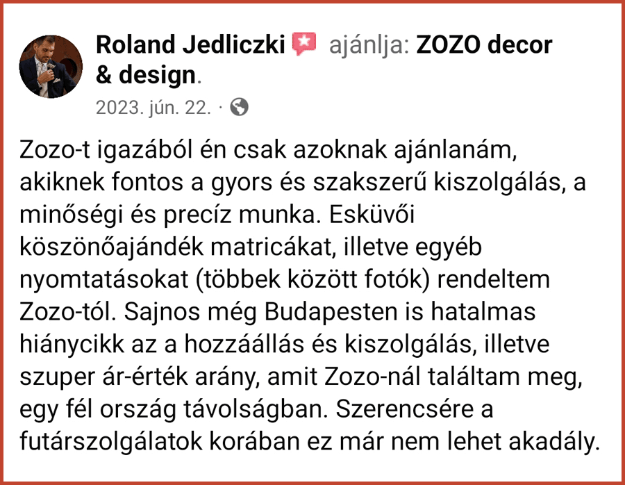 Vásárlói értékelés